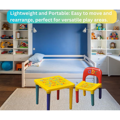 Trendi ABC Alphabet Plastic Table & Chair Set - Vibrant, Durable Kids Furniture for Learning & Play | Toddlers | Multi-Color Plastic Furniture for Kids UK (Red & Blue)