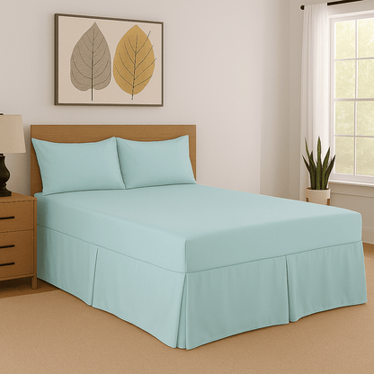 Base Valance Sheets Easy Care Plain Box Pleated Platform Bed Sheets in All Size