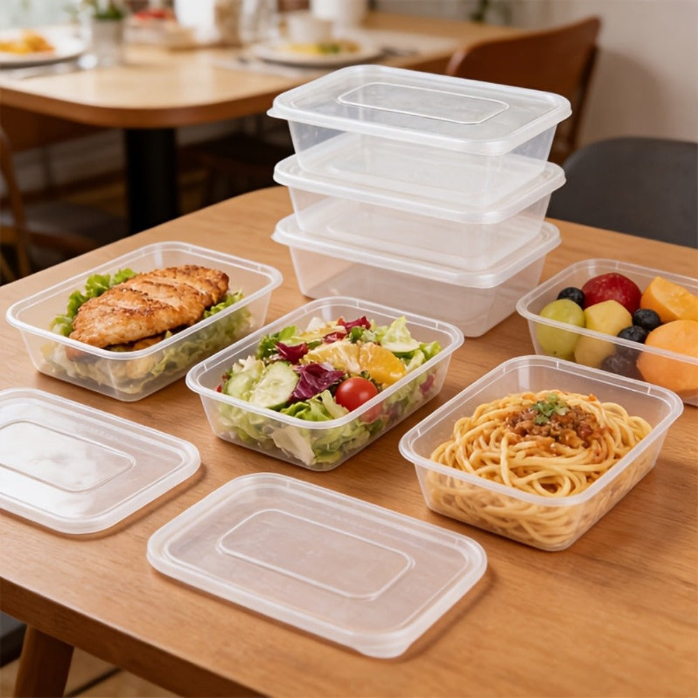 Disposable Food Containers with Lids 750ml – 40/60/100 Pack Microwave & Dishwasher Safe Leak-Proof Boxes for Salads, Fruits & Meal Prep
