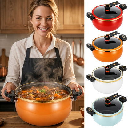 Large Capacity 8L Stew Pot with Lock Lid, Stock Pot for Braising, Soups, Stews, and Bread Baking, Induction Compatible, Oven & Stovetop Safe Kitchen Serving Essential