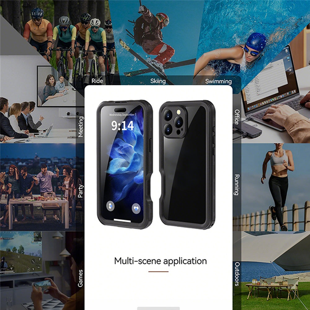For iPhone 16 Plus 16 Pro Max Waterproof 360° Full Body Case Drop-proof Dustproof Snowproof Built-in Screen Protector Phone Case