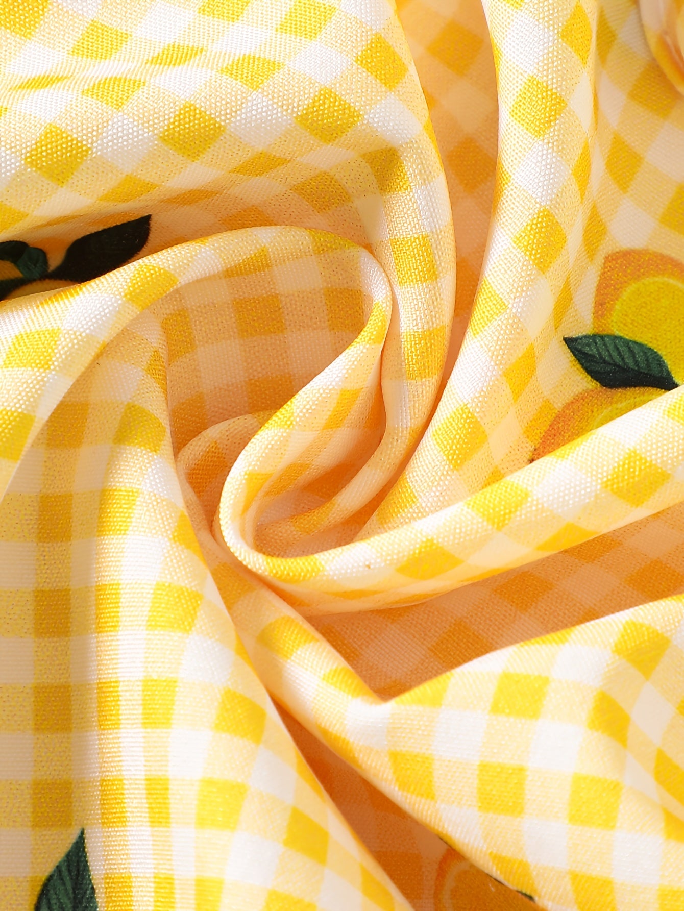 2pcs Set. Girls' Vest And Shorts Outfit, Lemon Print, Contrast Plaid Pattern, Bow Detail, Ruffled Hem. Summer Casual Outfit for Girls. Ideal Gift for 1-8 Year Olds. Suitable for Outdoor Wear