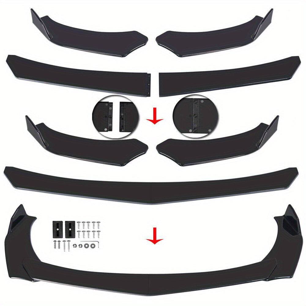 Universal Gloss Black Front Bumper Protector Lip Body Spoiler Chin Splitter Kit