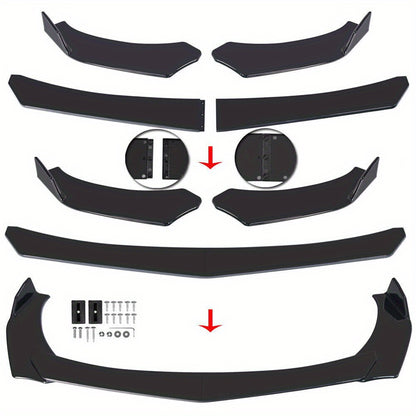 Universal Gloss Black Front Bumper Protector Lip Body Spoiler Chin Splitter Kit