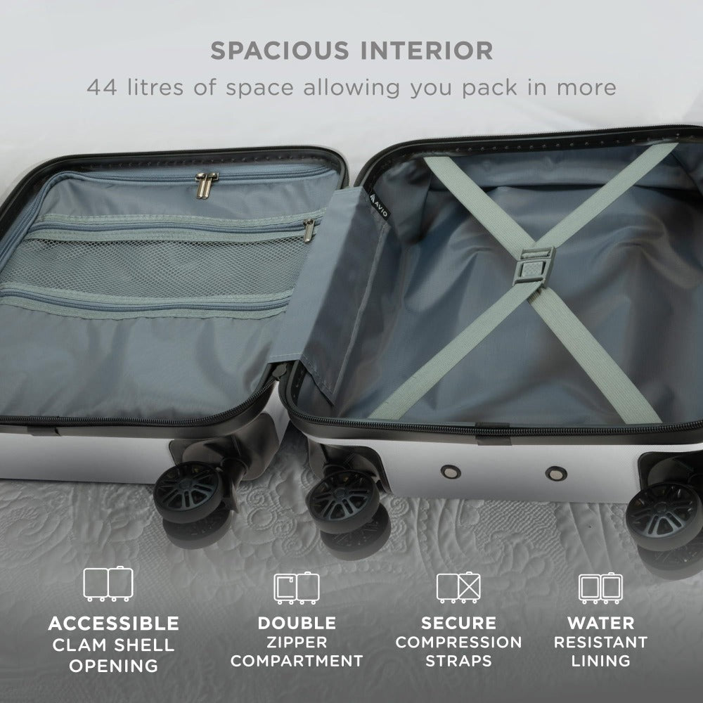 Cabin Suitcase 55cm Hard Shell Carry-On – Lightweight ABS Hand Luggage with 360° Spinner Wheels, Telescopic Handle & 3-Digit Combination Lock, Compact Travel Suitcase for Weekend & Business Trips