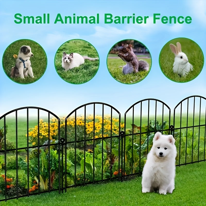 Decorative Garden Fence Outdoor, 10pcs Rustproof Metal Animal Barrier Fence, Black Ornamental Fence for Yard, Patio, Lawn, Garden Bed, Easy to Install