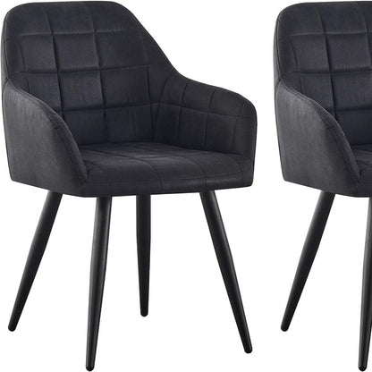 High Back Dining Chairs Set of 2 Faux Suede Padded Seat | Metal Legs Anti-Scratch Feet | UK Fire Safety Compliant | Home & Restaurant Use | 4 Colours | Adrian