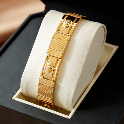 1pc Luxurious Golden Cuffed Women Men Square Bangle Wide Wristband Jewelry Gift