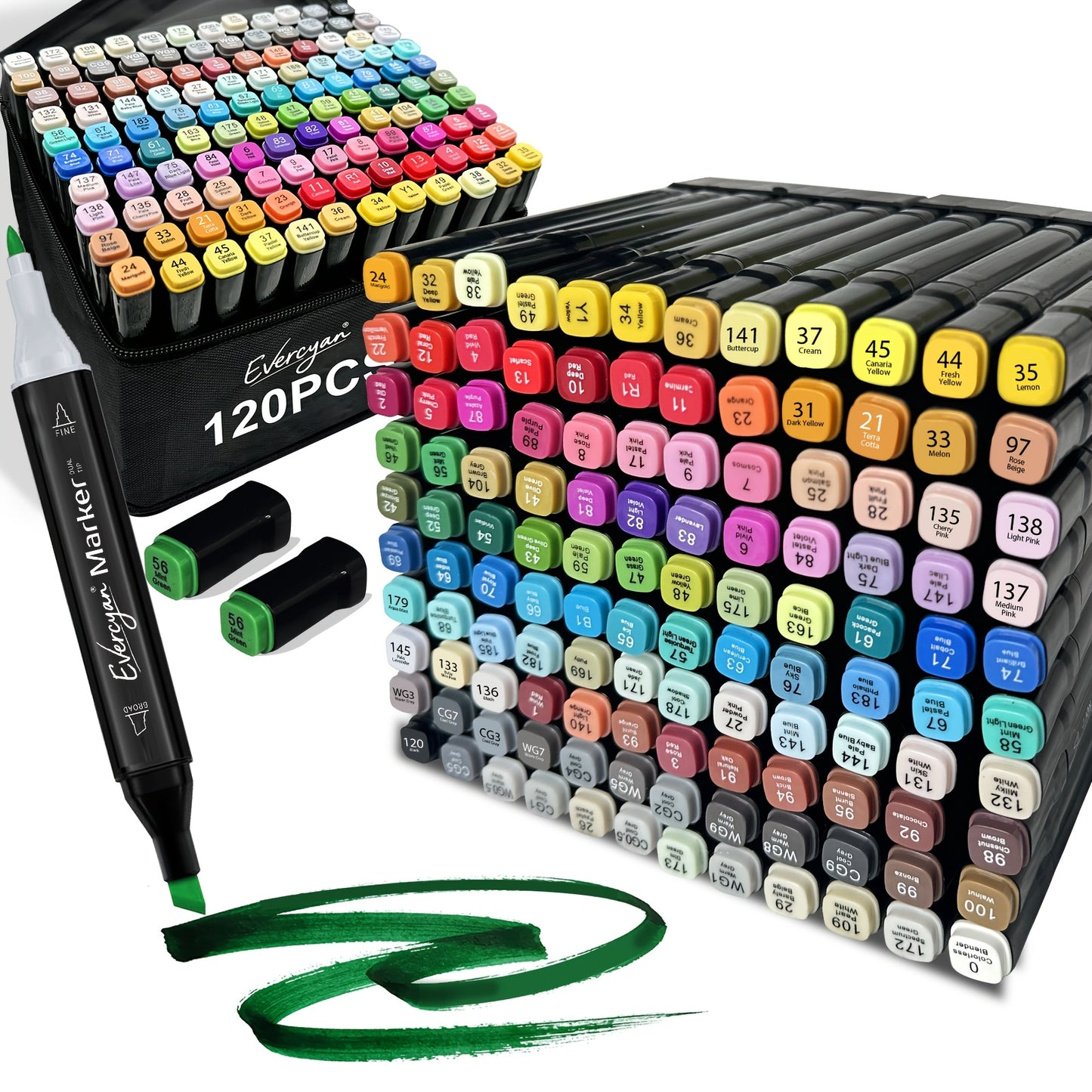 80/120/168 Colours Dual-Tip Alcohol Markers Set With Stand, Permanent Alcohol Marker Pens For Adults Artists, Permanent Art Marker Pens Set For Anime, Manga, Drawing, Sketching And Calligraphy, Colouring Pens Suitable For Professional Art Use