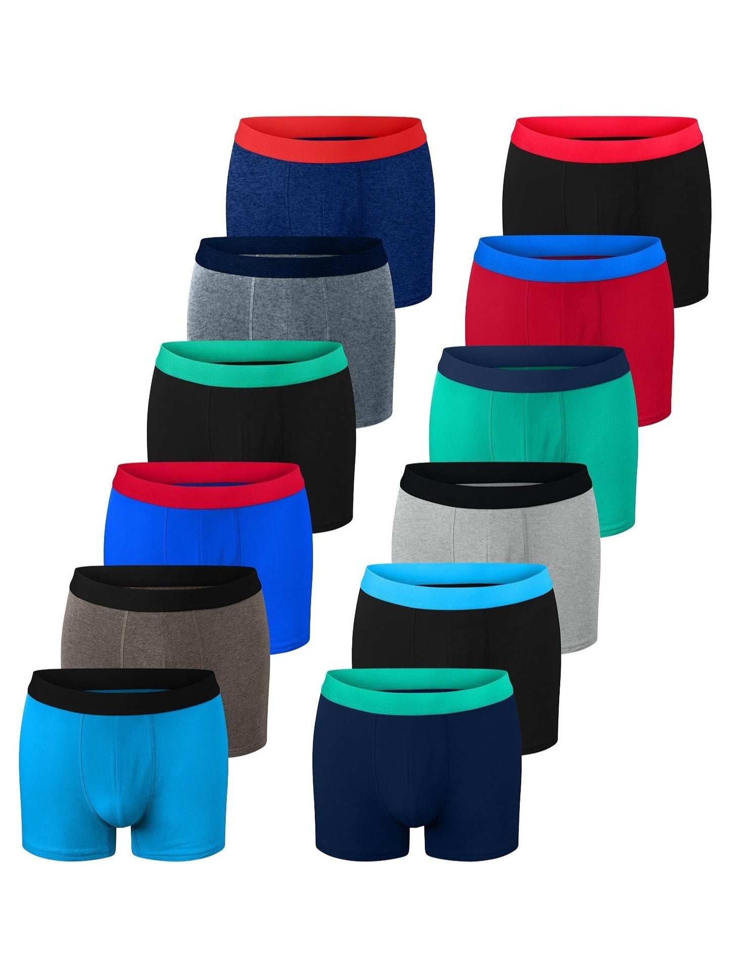 Boys Boxer Trunks 12 Pack – Cotton Rich Soft Breathable Kids Underwear Multipack Ages 5-13 Years Assorted & Black