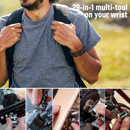 [Popular Choice] Men's 29-in-1 Multi-Tool Bracelet, 316 Stainless Steel Wearable Wristband with Portable Pry Tools, Ideal for Outdoor Travel and Gift, Multi-function, Self-use Wrist Decoration Tool