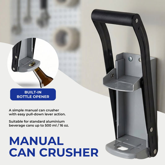 Heavy-Duty Wall-Mounted Can Crusher – 16oz/500ml with Non-Slip Handle
