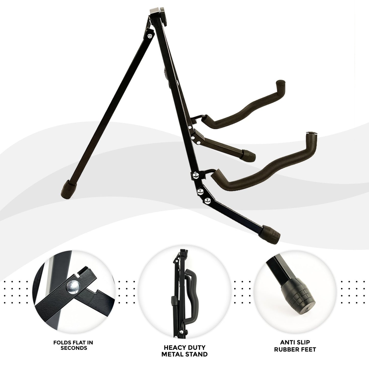 Portable And Durable Foldable Guitar Stand - Securely Holds Your Instrument And Saves Space Universal Fit with Foam Protection for All Guitar Types