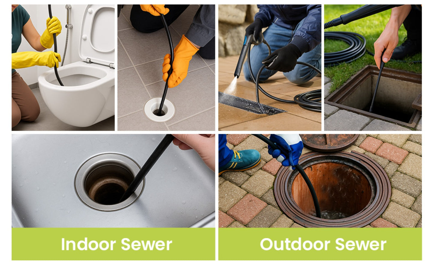 30M Pressure Washer Drain Cleaning Hose Kit Sewer Jetter Hose 5800PSI/400Bar for Washer Gun Includes 4 Adapters, 2 Corner & Rotating Nozzles for Cleaning Sewers, Sinks and Drains.