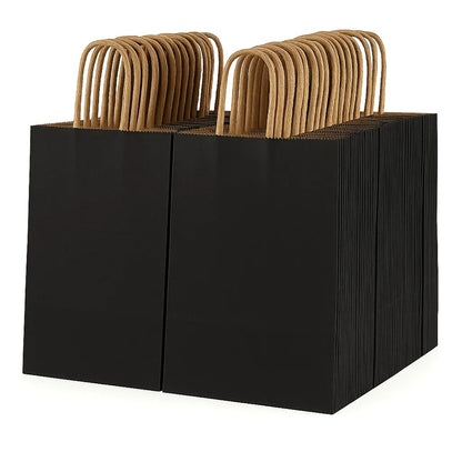Kraft Paper Bags with Handles 100 Pack – Brown Gift Bags for Parties, Weddings, Retail, Christmas & Everyday Gift Wrapping