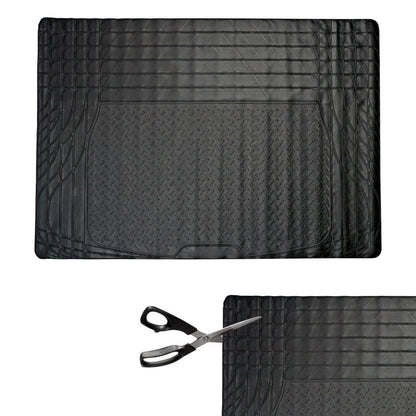 Heavy Duty Rubber Car Boot Mat 125x81cm Trim to Fit Universal Anti-Slip Waterproof Boot Liner Protector for Car SUV Van Truck