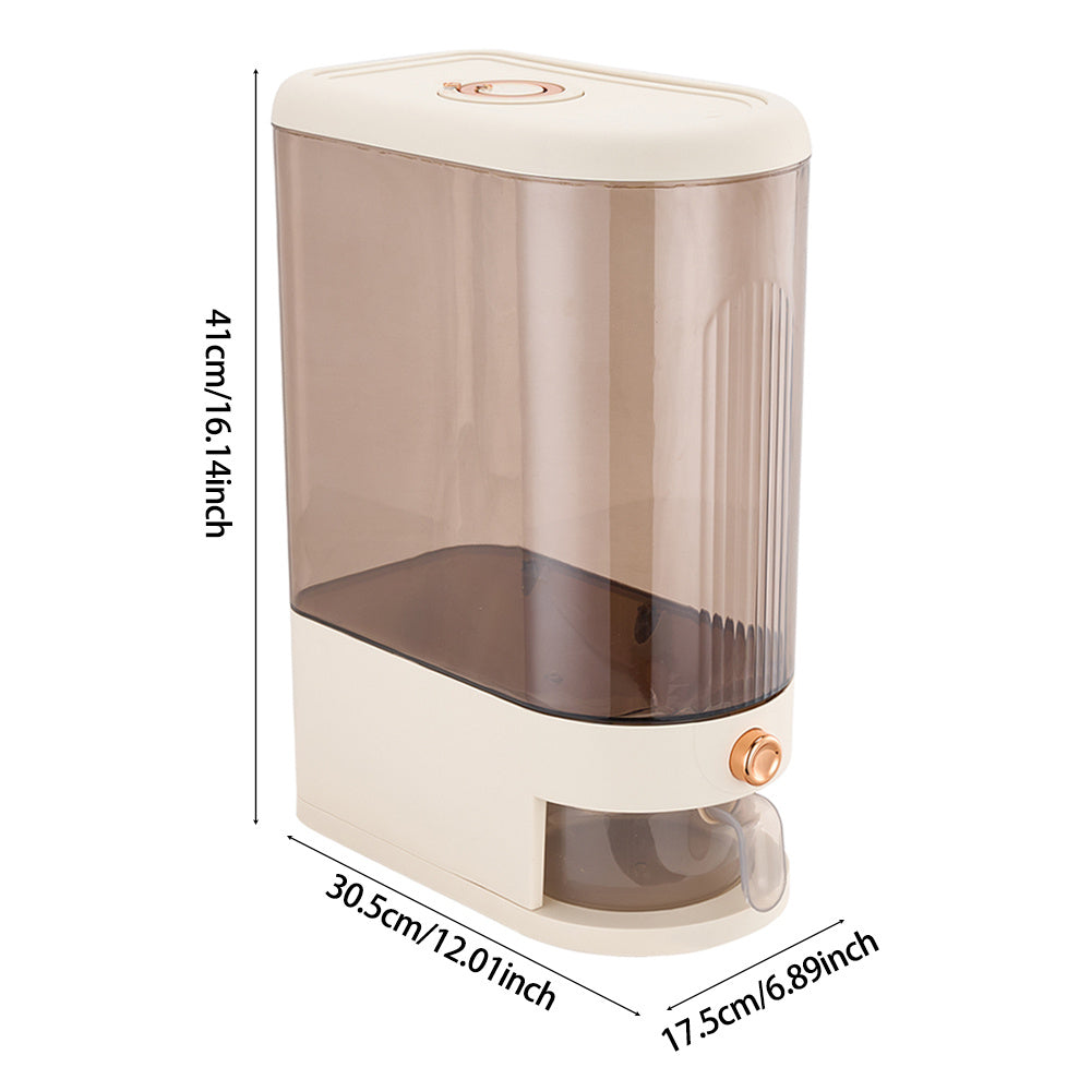 5/ 10KG Rice Dispenser, Rice Containers Storage with Measuring Cup Household Cereal Dispenser Bucket for Rice, Flour, Salt, Oat, Cereals, Cream White