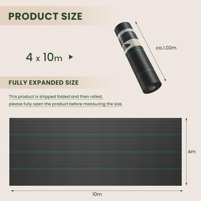 Woven Weed Control Membrane Heavy Duty UV Protection Black Weed Barrier Fabric for Garden Beds Patios Paths Landscaping Ground Cover 1m 2m 3m 4m Wide Multi-Size UK
