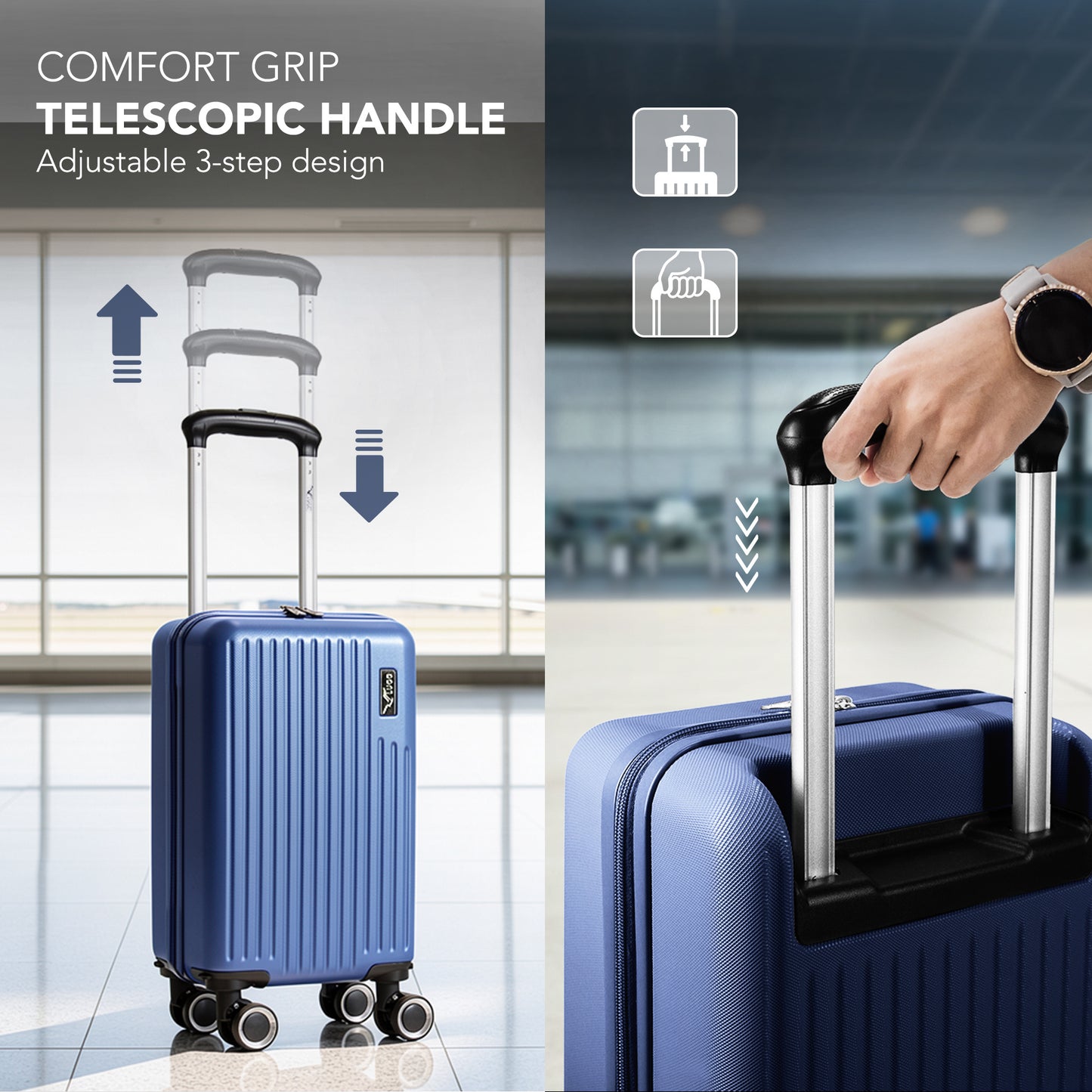 LUGG - Vacay 40cm Suitcase - 40x30x20cm without wheels - Ryanair Compatible - Underseat Size - Hard Shell ABS with Smooth 360° Wheels & Removable Wheels