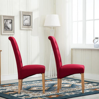 mcc direct Set of 2 Linen Fabric Dining Chairs Roll Top Scroll High Back For Home & Commercial Restaurants