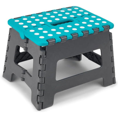 Folding Step Stool 9 Inch with Carry Handle & Anti-Slip Footpad – Lightweight Heavy-Duty Collapsible One-Hand Fold Stool | Kitchen Bathroom Office Outdoor Camping | 300lb Capacity | UK
