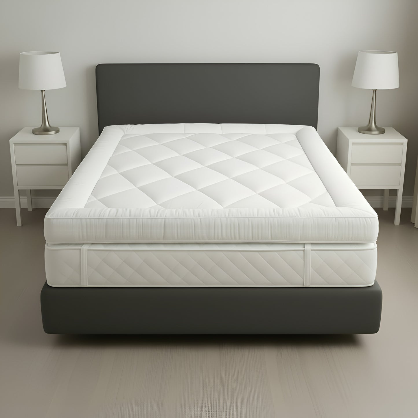 Hotel Quality 10cm Mattress Topper, Ultra Soft & Deep Mattress Topper, 1200gsm Brushed Microfiber Mattress Pad with Hollowfiber Filling, Elastic Corner Straps Fits Up to 40cm, Single, Double, King, Super King Sizes