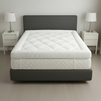 Hotel Quality 10cm Mattress Topper, Ultra Soft & Deep Mattress Topper, 1200gsm Brushed Microfiber Mattress Pad with Hollowfiber Filling, Elastic Corner Straps Fits Up to 40cm, Single, Double, King, Super King Sizes
