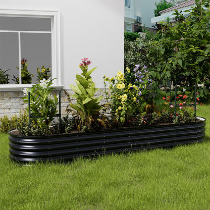 Extra Large Raised Beds for Garden, Oval Planter Box with Plant Climbing Frame, Outdoor Raised Planters for Vegetables, Flowers & Herbs, Bottomless Metal Garden Bed