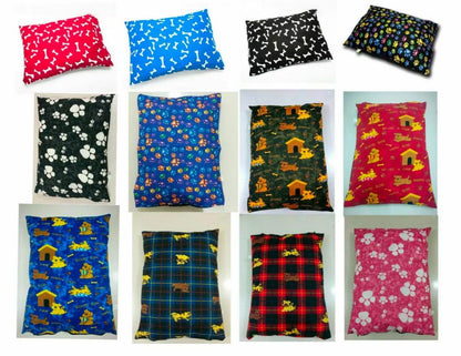 Soft Dog Cushion Bed with Removable Washable Cover – Printed Pet Pillow Mat for Dogs & Cats, Medium Large Jumbo Sizes, Ideal for Home Crate Sofa & Travel, Random Colours