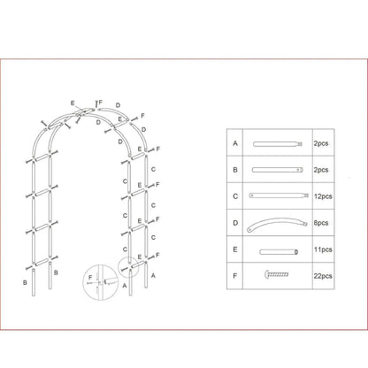 Metal Black Garden Arch Arbor (2.4m) – Powder-Coated Steel Frame Pergola for Climbing Plants, Roses, Weddings & Outdoor Decorations