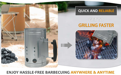 BBQ Chimney Starter – Charcoal Coal Starter & Food Lighter for Heavy Duty BBQ Grill, Coal Burner Kit with Heat-Resistant Handle – Quick Fire Starters for Barbecue, Camping & Outdoor Cooking