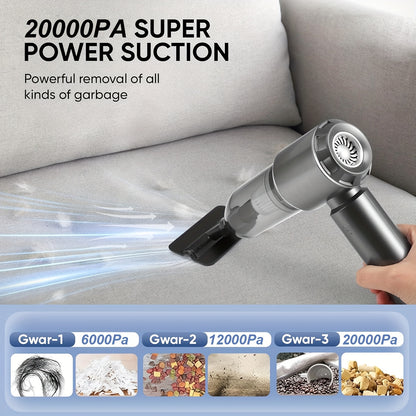 QILIEASY: 2026 New 100W High-Power Handheld Car Vacuum Cleaner with 20000Pa Powerful Suction, Wet and Dry Vacuum with Suction and Blowing Functions, Equipped with Hose and Crevice Tool, 2000mAh*3 Large-Capacity Battery
