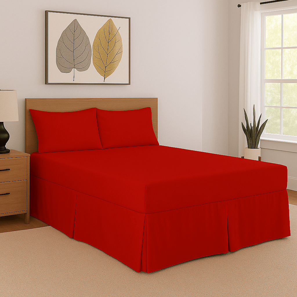 Base Valance Sheets Easy Care Plain Box Pleated Platform Bed Sheets in All Size