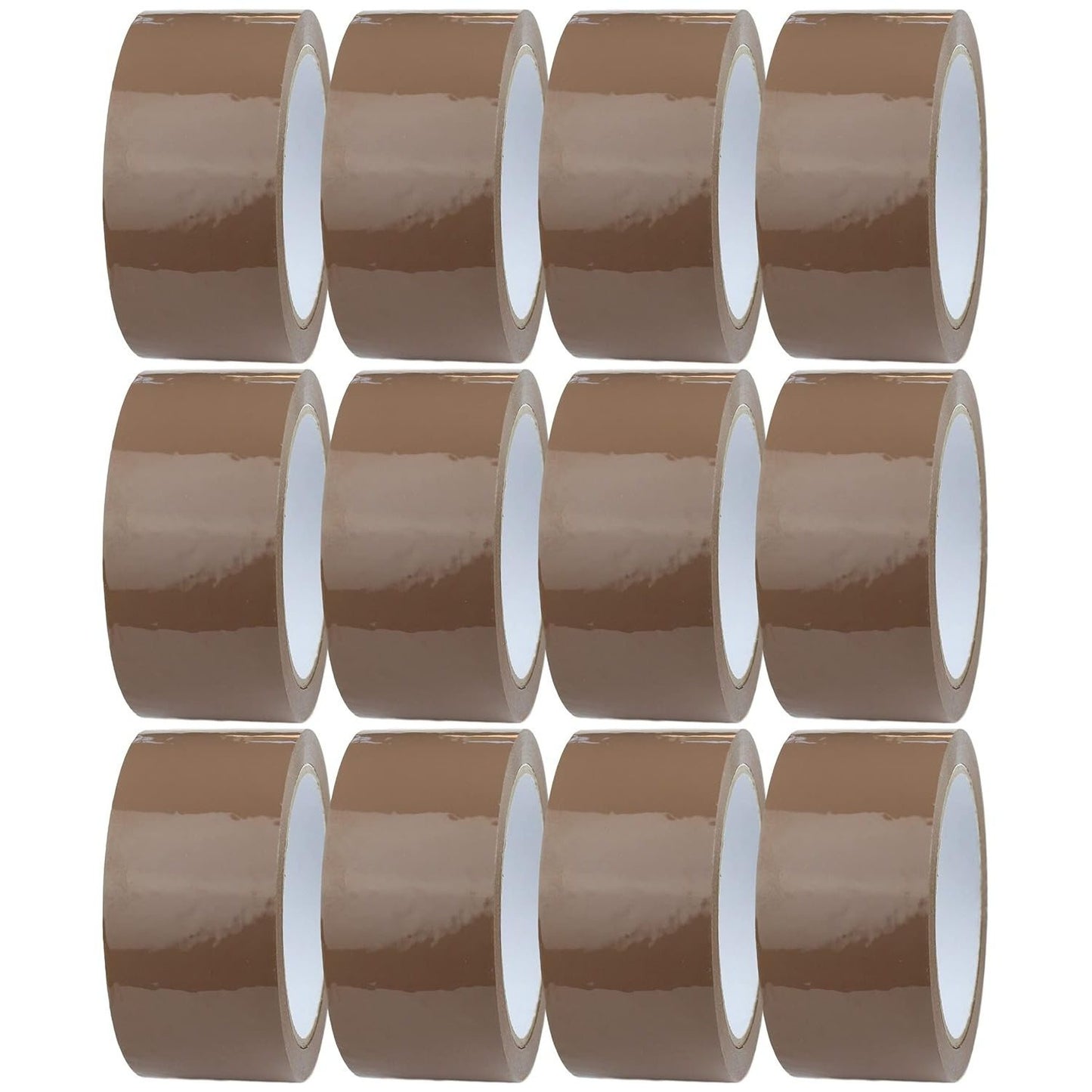 12 x Brown Packaging Tape Rolls 48mm x 66m Strong Adhesive Parcel & Packing Tape for Boxes, Postage, Moving House & Storage