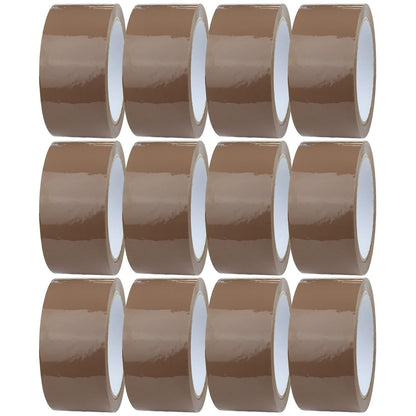 Brown Packaging Tape 12 Rolls 48mm x 66m Strong Adhesive Parcel Packing Tape for Boxes Postage Moving House Storage Warehouse Office Compatible with Tape Dispensers