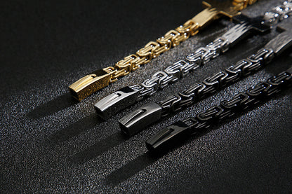 304 304 304 304 Stainless Steel Men'S Cross Curved Plate Personalized Retro Bracelet Men'S Imperial Paper Clip Chain Jewelry