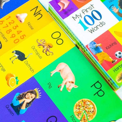 My First 100 Box set 4 books set (My first 100 words, 100 Animals, 100 Colours shapes numbers, 100 letters & phonics)