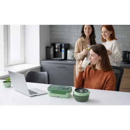 Bento box lunch set, leak proof meal preparation container, with insulated lunch bag and utensils, portable school office picnic travel lunch box