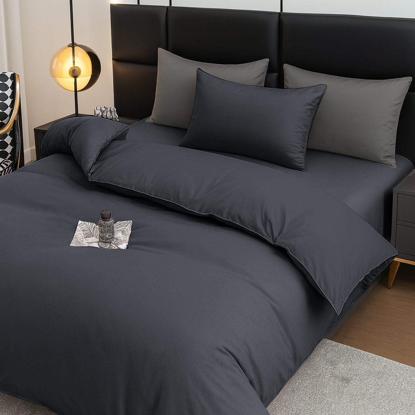 4pcs Brushed Solid Color Duvet Cover Set, Ultra-Soft & Breathable Microfiber, Includes 1pc Duvet Cover, 2pcs Pillowcases, 1pc Fitted Sheet, Single, Double, King, Super King Sizes