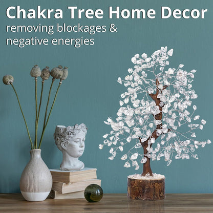 Clear Quartz Crystal Tree – Natural Healing Crystal Decor for Home Office Desk, Spiritual Feng Shui Ornament, Positive Energy Crystal Gift for Women Men, Meditation Reiki Decor, Living Room Ornament, Gift Box Included with Mini Crystal Guide