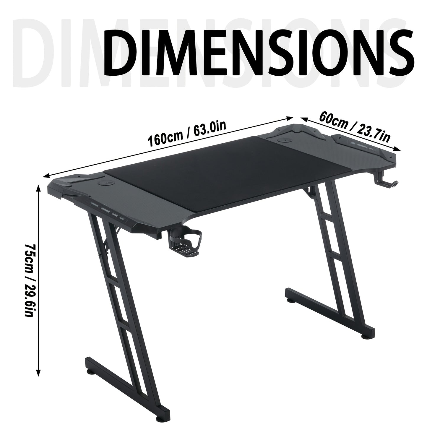 Computer Desk Office Desk with Cup Holder, Headphone Hook Z-Frame PC desk Gaming Desk for Home Office Room Corner Desk Patchwork Model