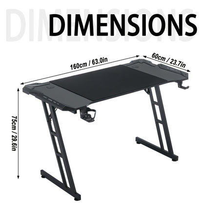 Computer Desk Office Desk with Cup Holder, Headphone Hook Z-Frame PC desk Gaming Desk for Home Office Room Corner Desk Patchwork Model