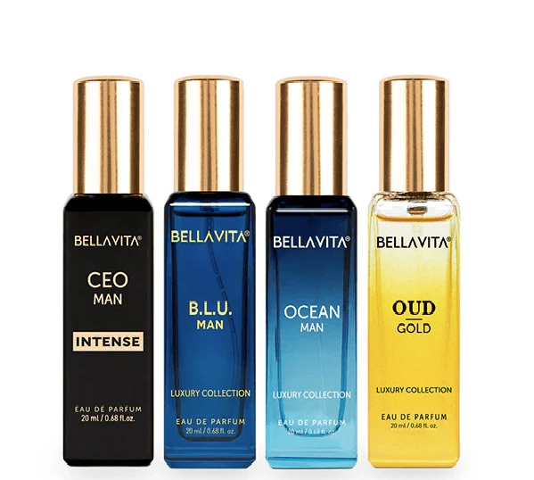 Bellavita Luxury Men's Perfume Gift Set (CEO, Klub, Oud, G.O.A.T), 4-Pack (20ml Each) EDP