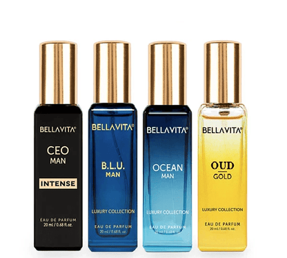 Bellavita Luxury Men's Perfume Gift Set (CEO, Klub, Oud, G.O.A.T), 4-Pack (20ml Each) EDP