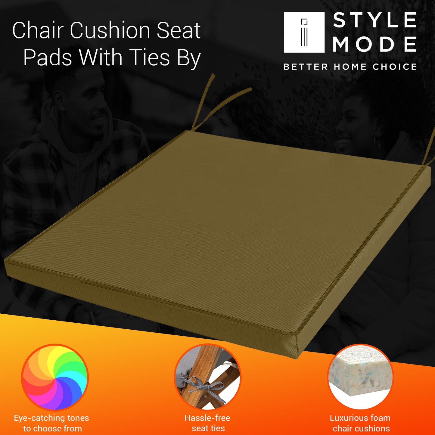 Chair Cushions with Ties for Indoor & Outdoor Use – Comfortable Seat Pads for Dining Chairs, Garden, Patio, Balcony & Café Furniture – Durable Polyester Fabric, Soft Support & Easy Care Design