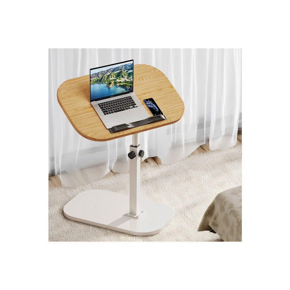 1 Piece Adjustable Bedroom Book and Computer Storage Table, Rotating Living Room Snack and Drink Shelves, Adjustable Height Shelf, Rotatable Bedroom Office Computer Shelf, Living Room Book Storage Shelf, Home Office Desk, Laptop Table, C-Shaped Bedroom Be