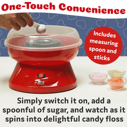 M4Y Premium Candy Floss Maker Cotton Candy Sweet Machine, Funfair Style Machine for Parties, Kids, Home, Includes Measuring Spoon and Candy Floss Sticks
