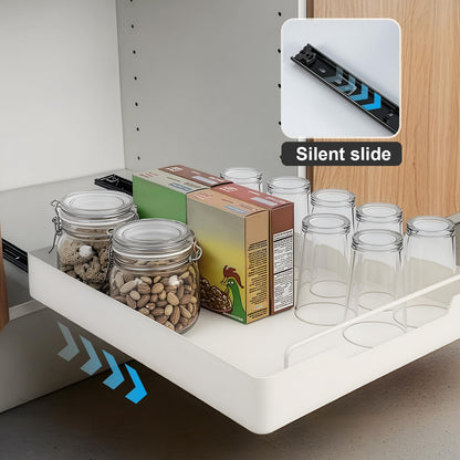 1/2pcs Pull Out Organizer, Multi-Functional Organizer, Fixed With Adhesive Nano Film, Easy To Store And Clean Built-In Drawer Design Storage Holder, For Kitchen And Bathroom, Home Organizers And Storage, Home Supplies