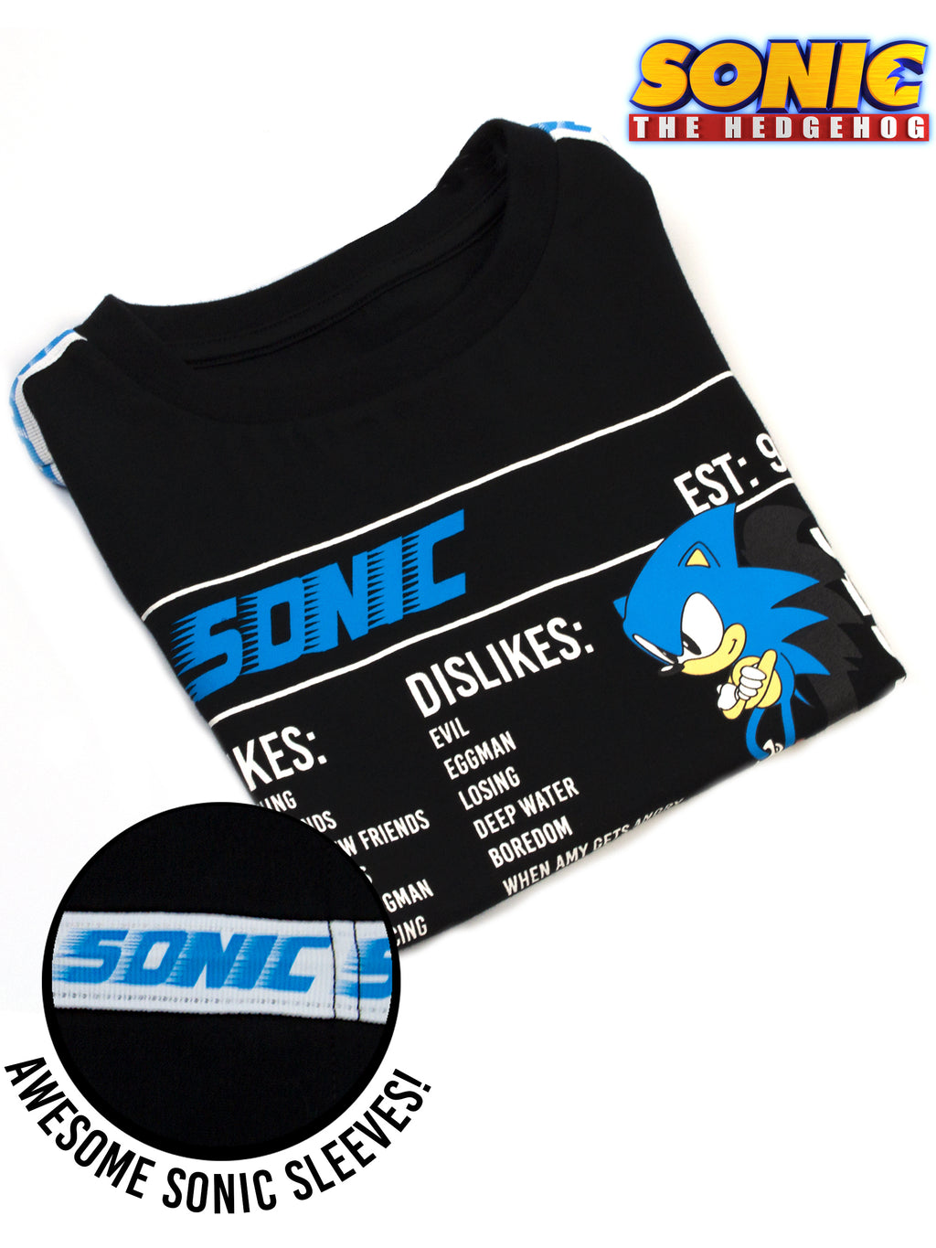 Sonic Kids Cotton T-Shirt - Black, Ages 4-14