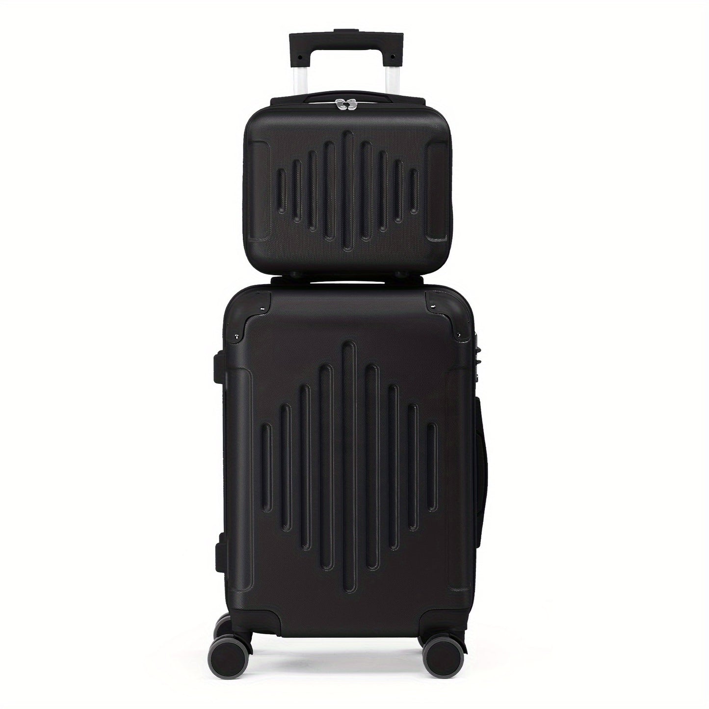 Set of 2 Luggage Pieces (20" And 12") for Travel, Featuring Lightweight, Portable Hard-Shell Suitcases with Spinner Wheels, Available in Rose Golden, Black, And Dark Gray